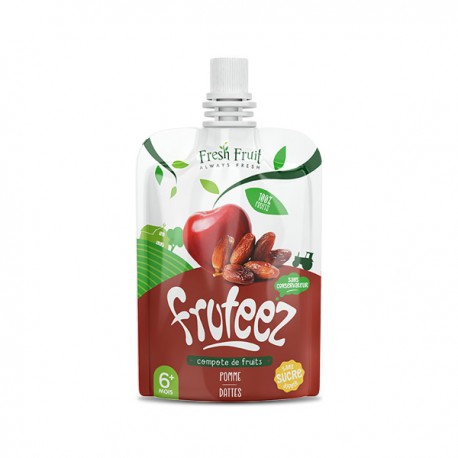 Compote pomme dattes, Fruteez - Acheter en ligne gourde 90g pas cher