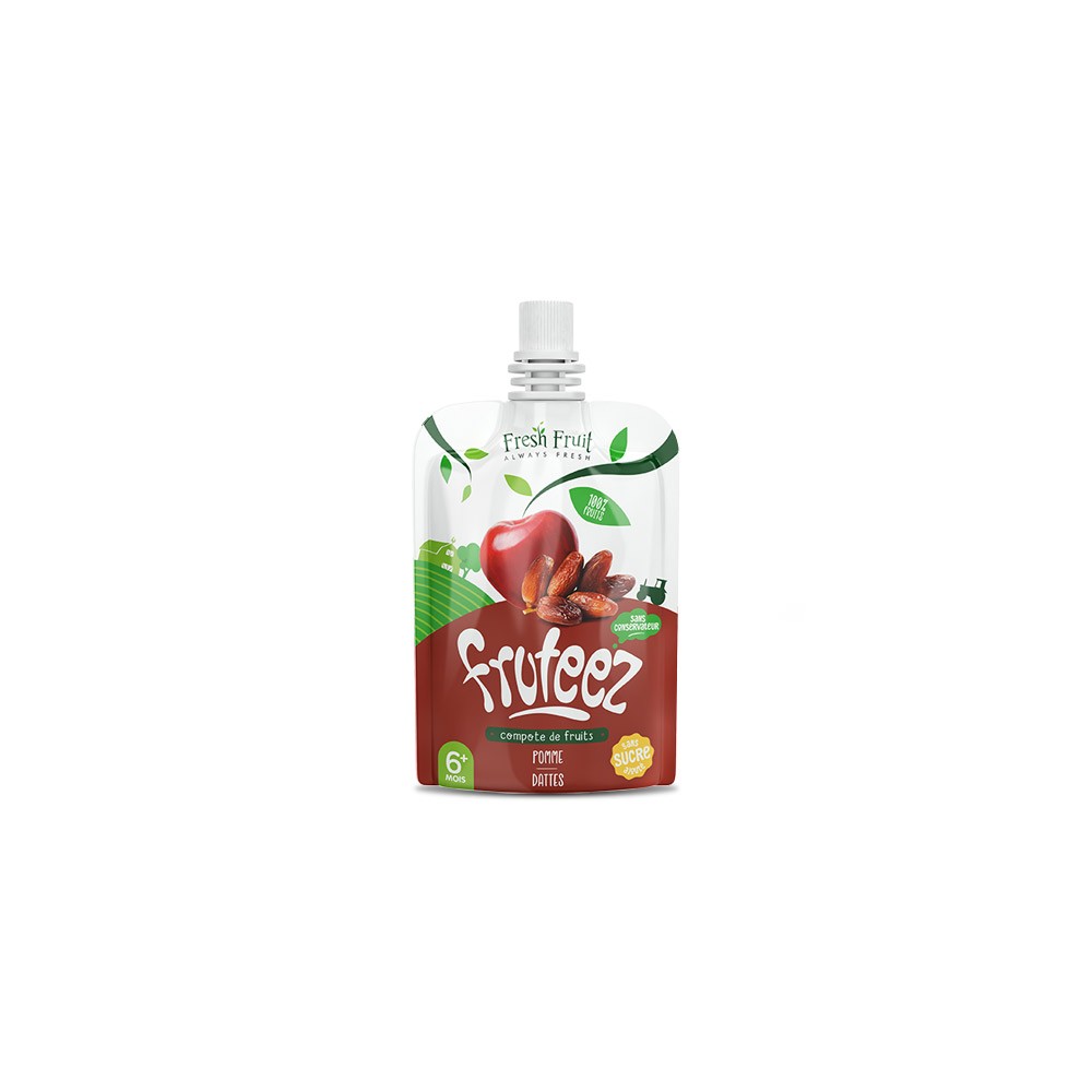 Compote pomme dattes, Fruteez - Acheter en ligne gourde 90g pas cher