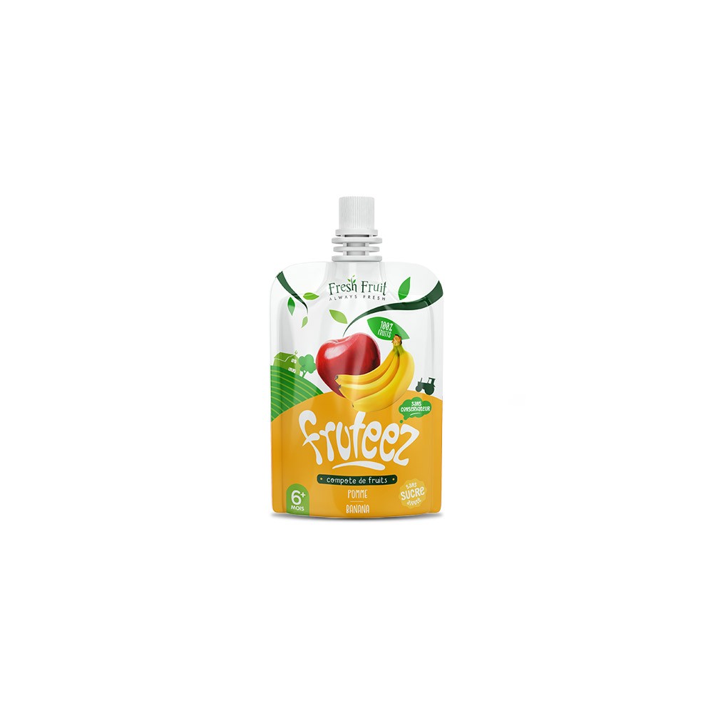 Compote pomme banane, Fruteez - Acheter en ligne gourde 90g pas cher