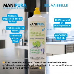 Gel Vaisselle Fraîcheur Citron, 1L - Manipura