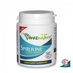 Spiruline de Tunisie - Cure de 1 mois (1 boite de 180 gélules) - VivezNature